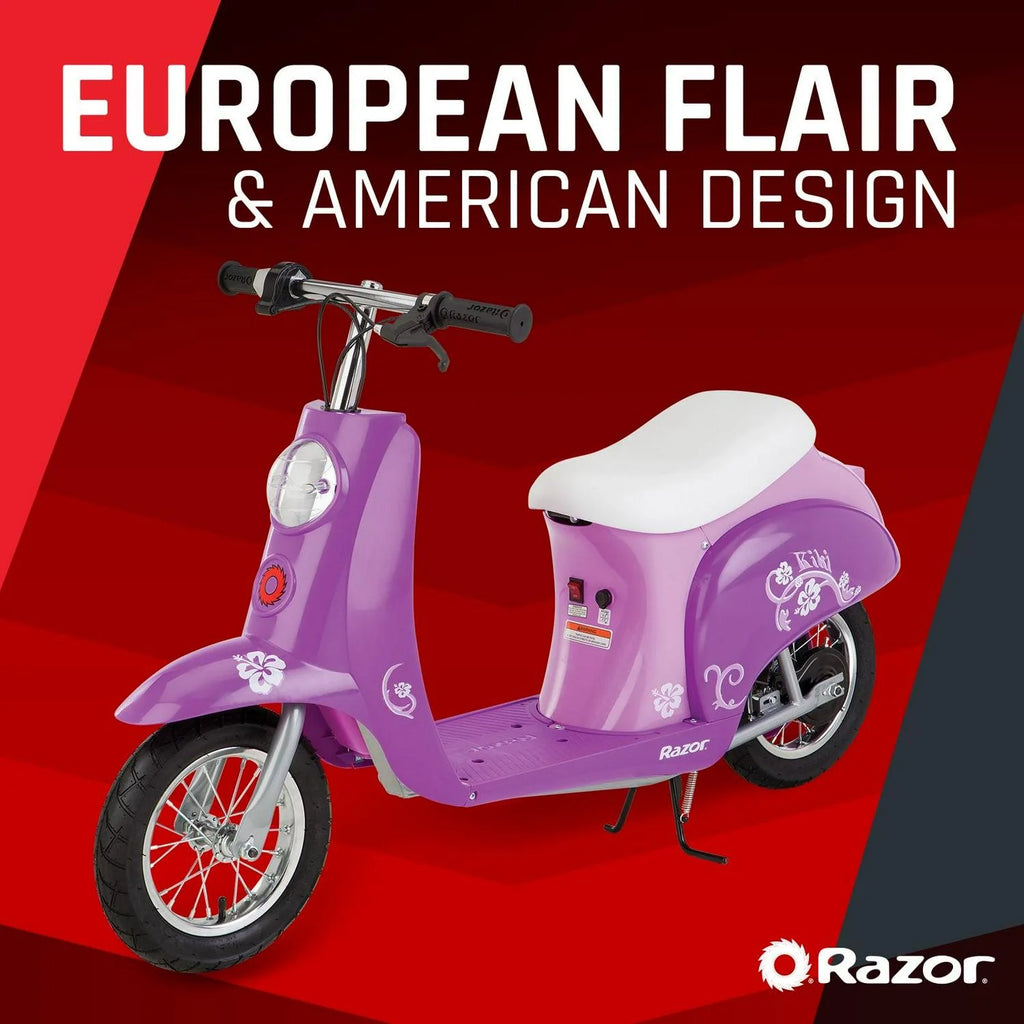 Razor Pocket Mod Miniature Euro-Style Electric Scooter - Kiki Purple. up to 15 mph. for Teen 13+