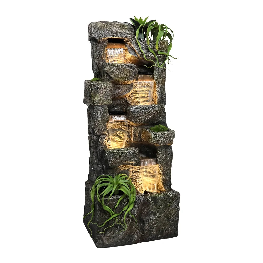 55.5-in Outdoor Garden Water Fountain 4 Tiers Large Cascading Fountain
