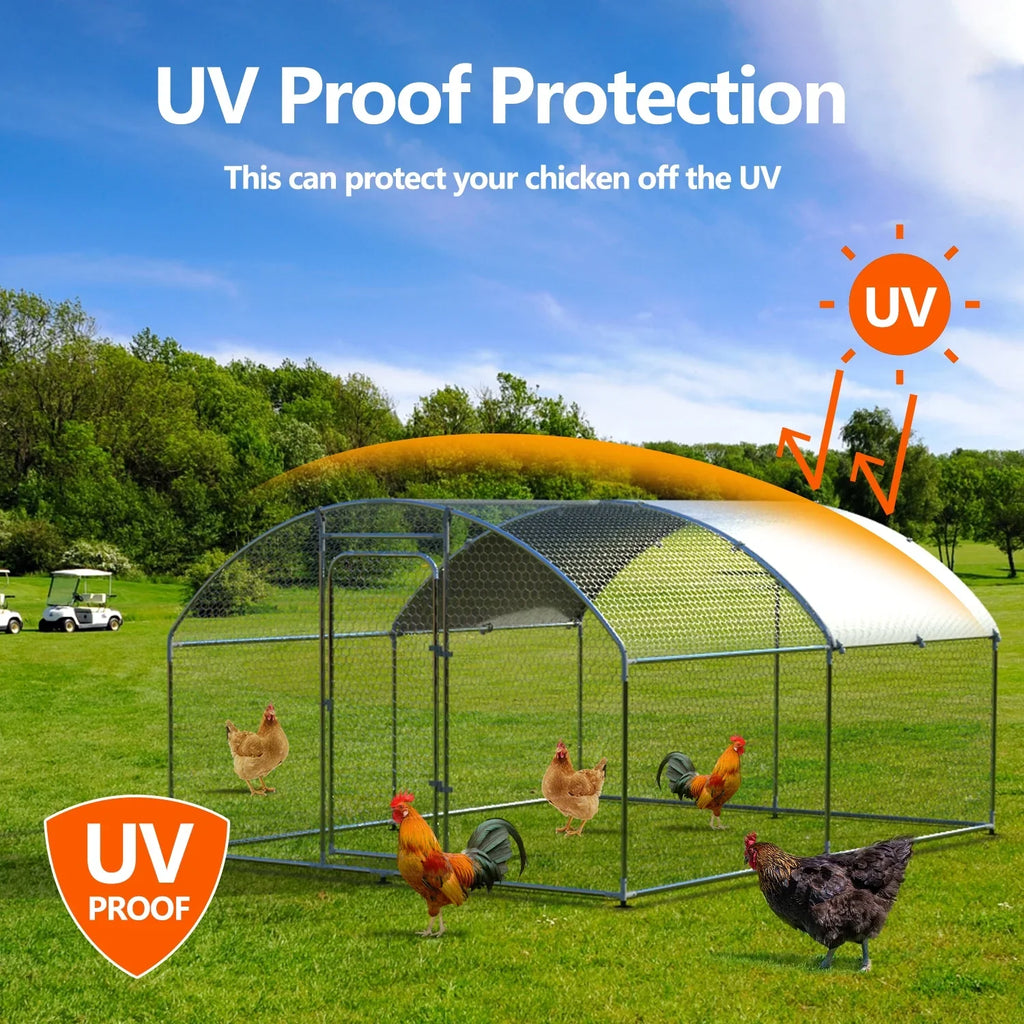 Large Metal Chicken Coop Chicken Run,Chicken Pen with Water-Resident and Anti-UV Cover,Duck Rabbit House Outdoor(10" W x 13" L x 6.5" H)