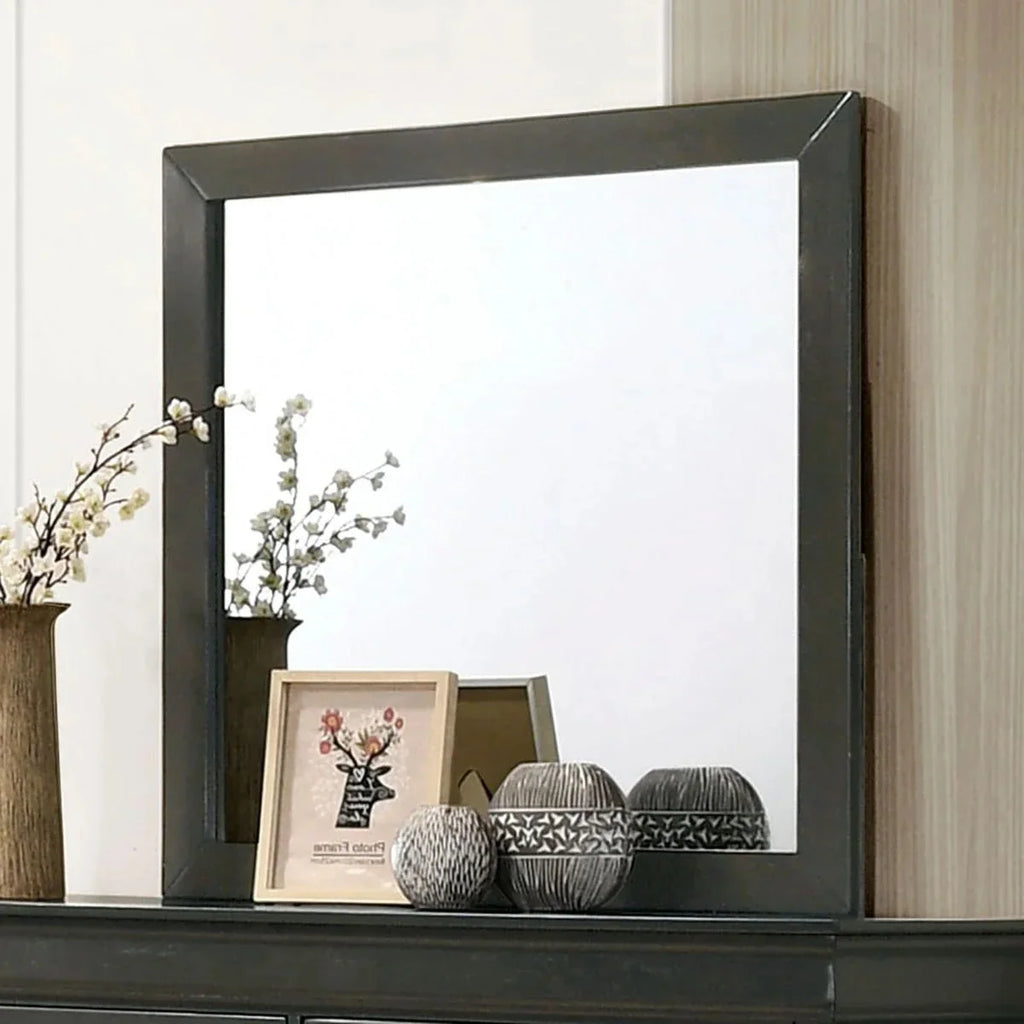 Transitonal Style Gray Solid wood 4pc Bedroom Set Full Size Bed Dresser Mirror Nightstand Master Bedroom Furniture