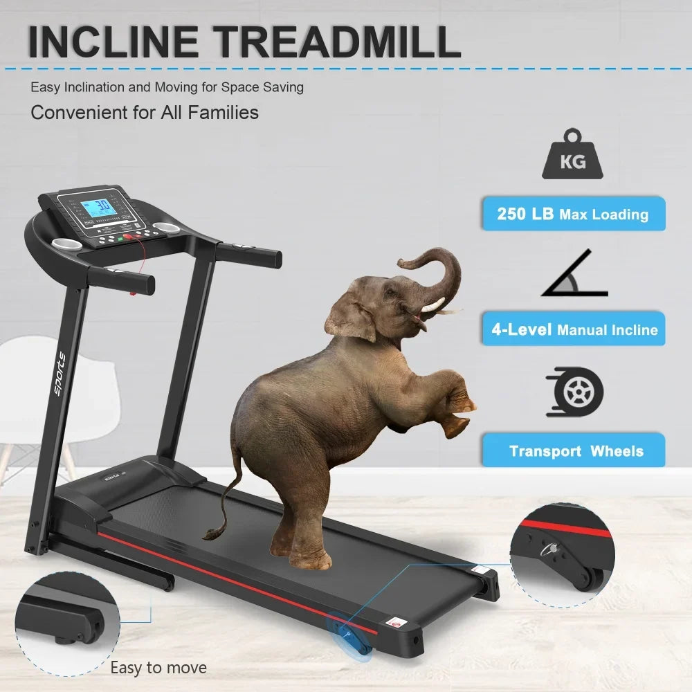 Holaki Home Foldable Treadmill with Incline, Folding Treadmill for Home Workout, Electric Walking Running Treadmill Machine 5" LCD Screen 250 LB Capacity Bluetooth Music