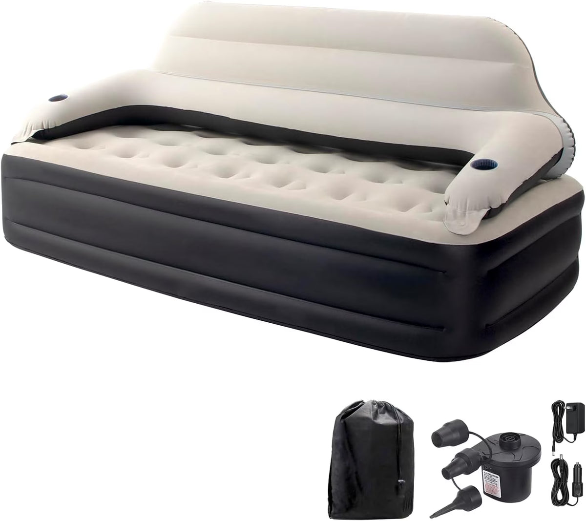 Twin Size Air Sofa Bed Mattress with Headboard and Pump,Blow Up Couch Inflatable Bed