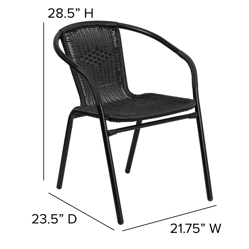 Flash Furniture Lila Indoor/Outdoor Stacking Rattan Patio Chairs, Set of 2, Beige