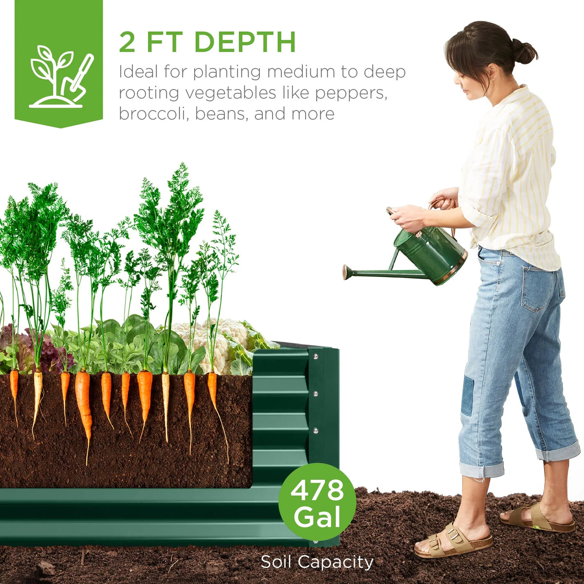 Best Choice Products 8x4x2ft Outdoor Metal Raised Garden Bed, Planter Box for Vegetables, Flowers, Herbs - Gray