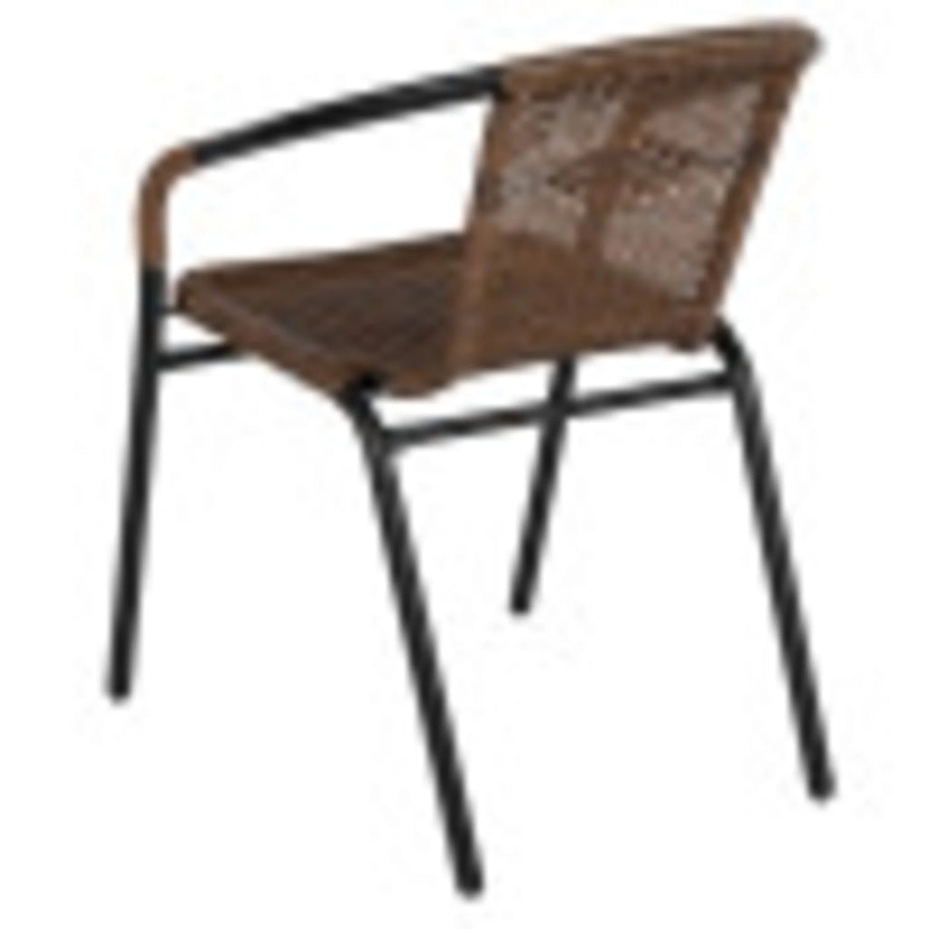 Flash Furniture Lila Indoor/Outdoor Stacking Rattan Patio Chairs, Set of 2, Beige
