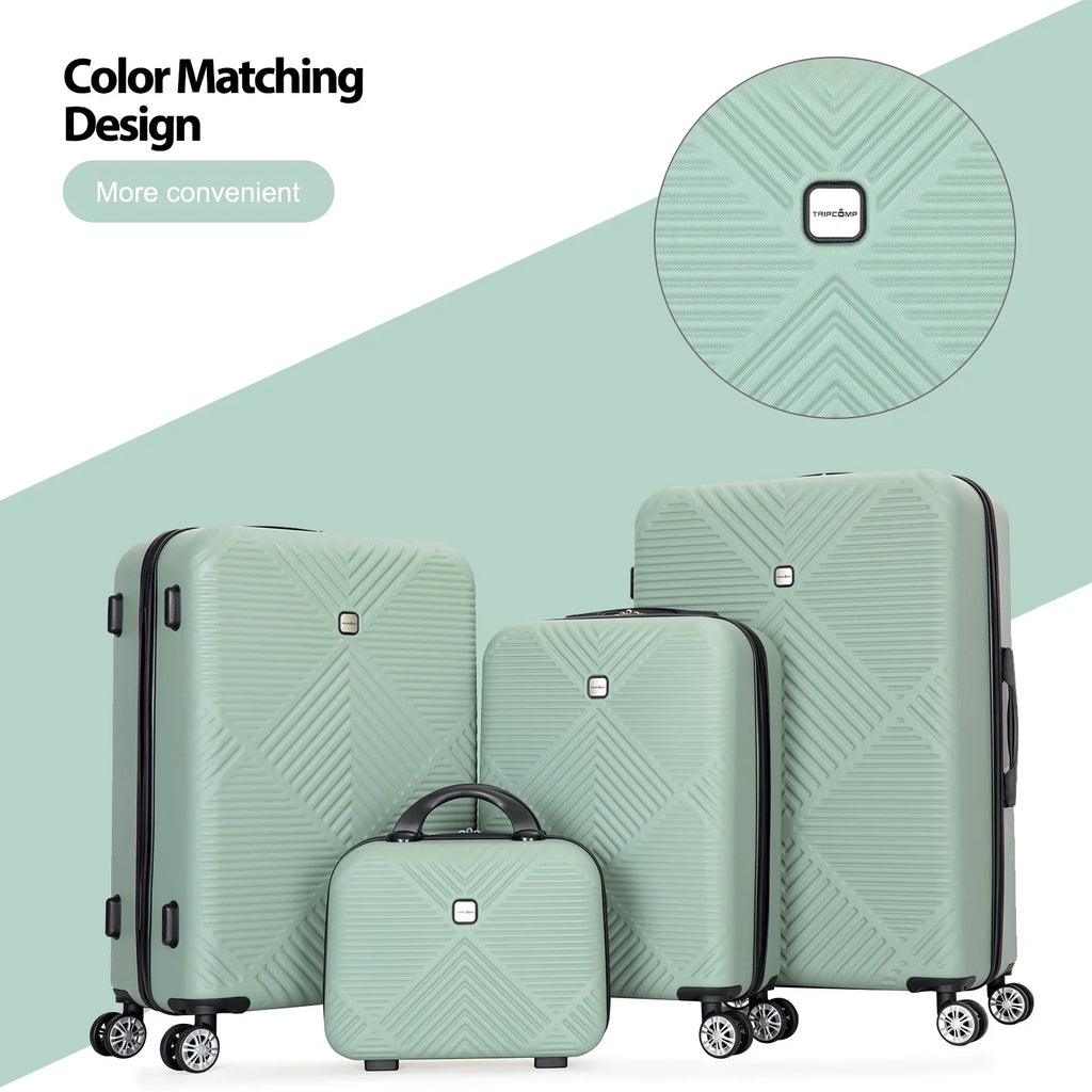 Tripcomp Luggage Sets 4 Piece Suitcase Set (14/20/24/28)Hardside Suitcase with Spinner Wheels Lightweight Carry on Luggage(Black)