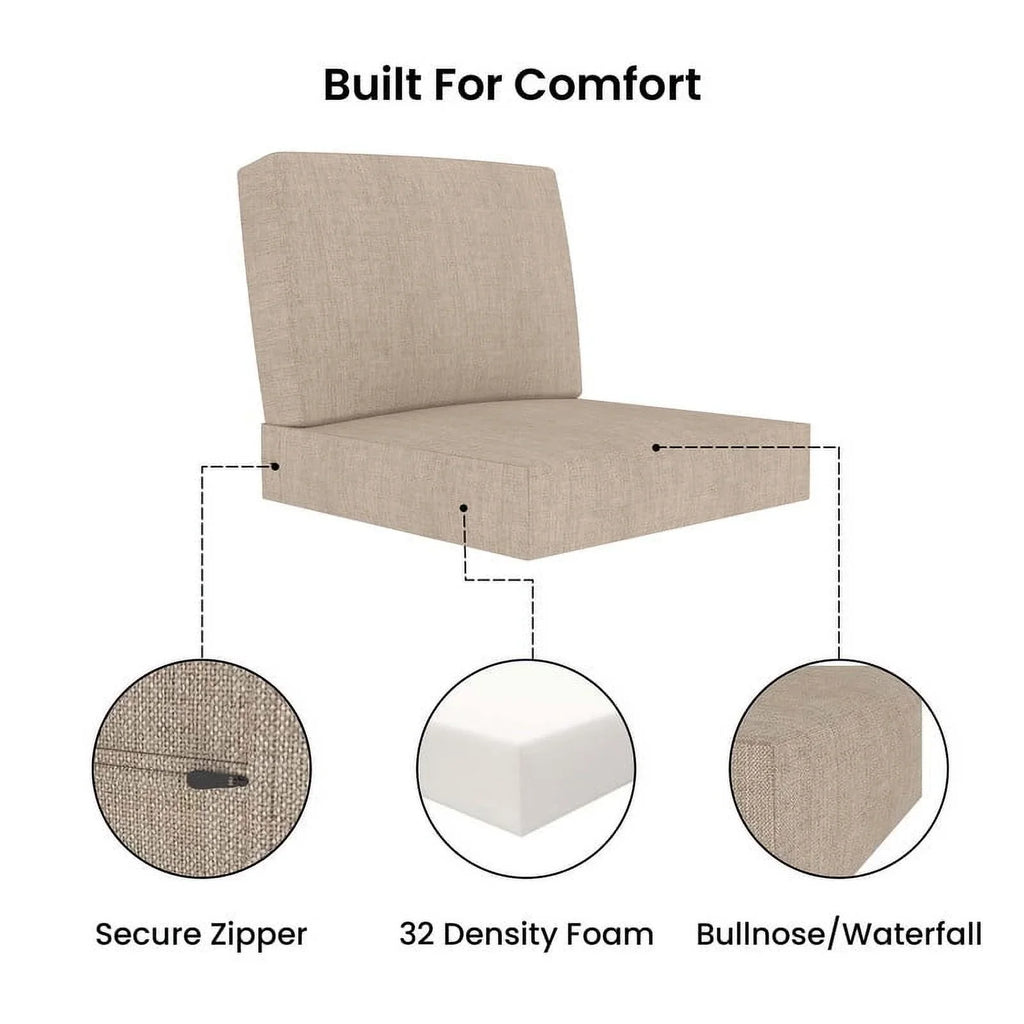 Covers&All Outdoor Sunbrella Deep Seat Cushion Set, Water, UV & Fade Resistant Patio Chair Cushions, High-Density 5" Thick Seat & Back Cushions for Outdoor Furniture