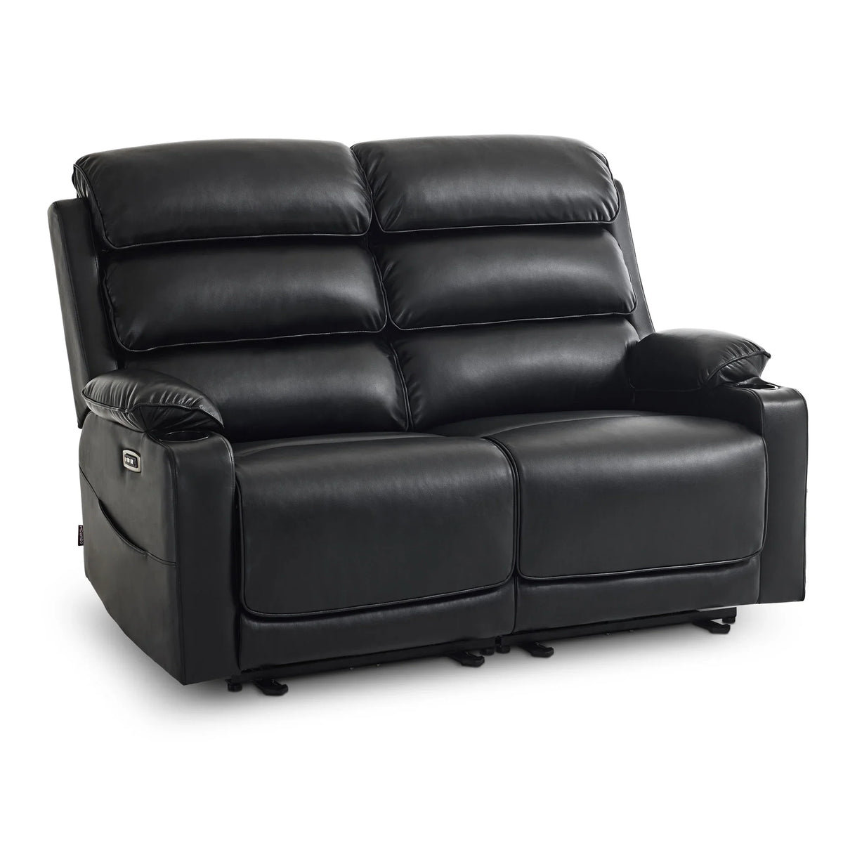 MCombo 63.4" Power Loveseat Recliner Sofa with Adjustable Headrest, Heat and Massage for Living Room, Faux Leather(Light Grey)