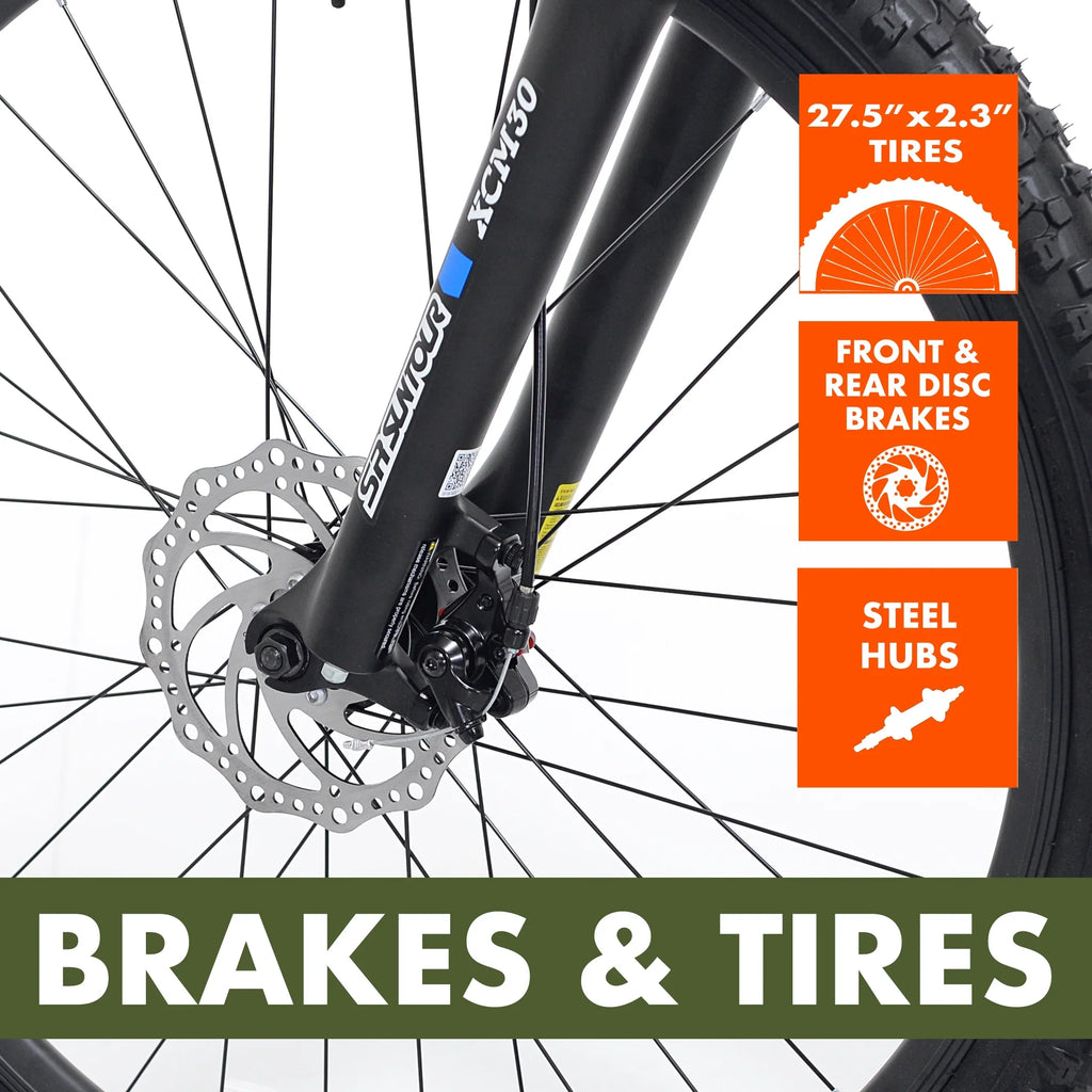 Ozark Trail 27.5" Vibe Mountain Bicycle, Small Frame, Fits Riders 5'0" - 5'6", Black, Adult, Unisex