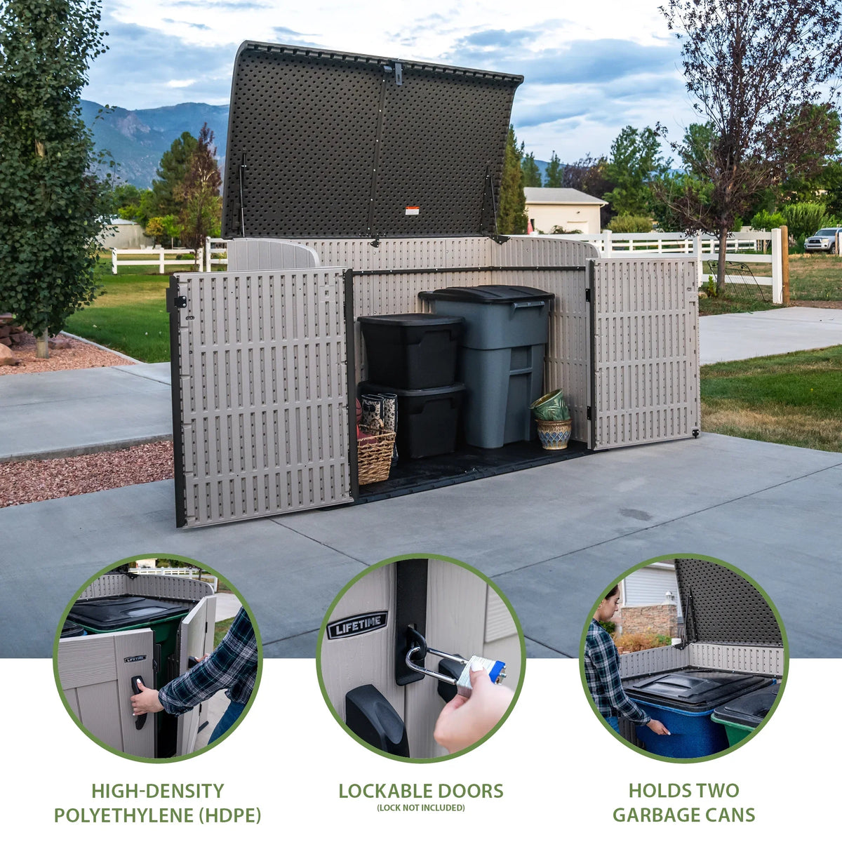 Lifetime Lockable DIY Polyethylene Storage Shed 6.25' x 3.5', 19.17 Sq. Ft., Tan & Brown (60170)