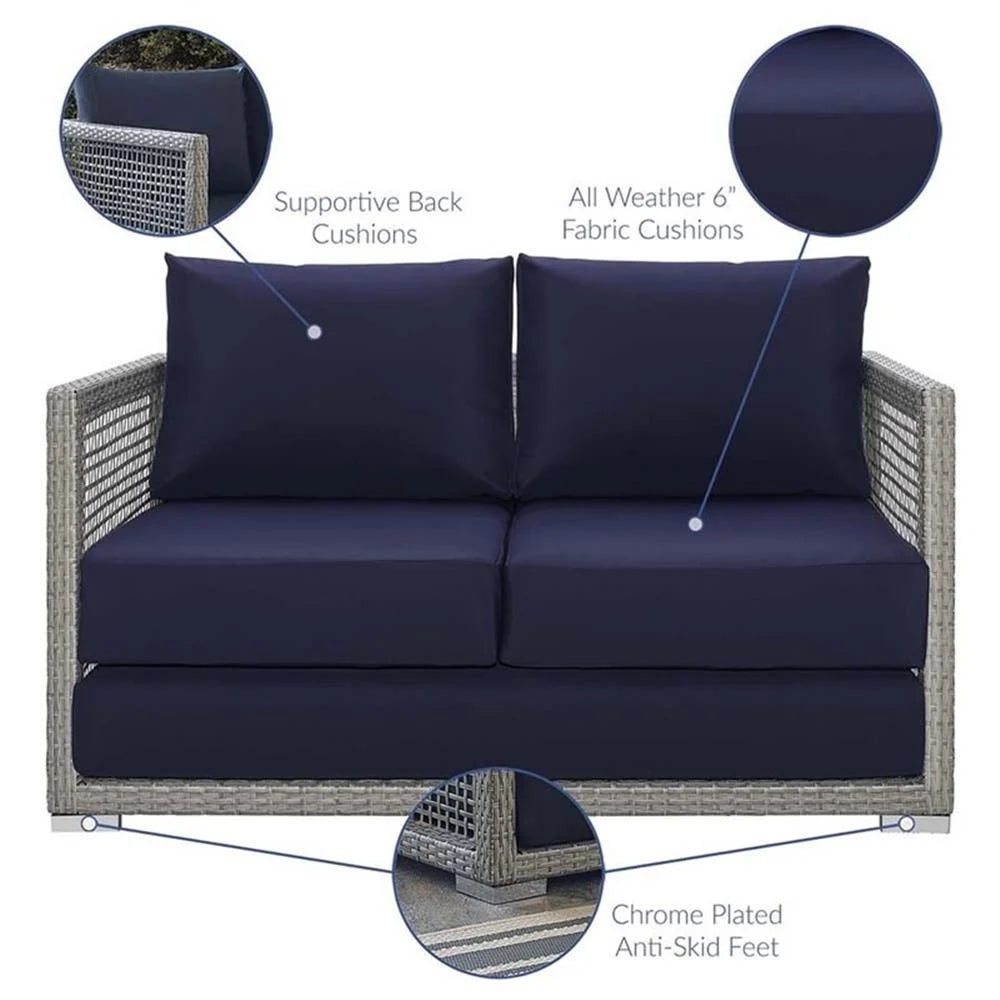 Afuera Living Wicker Patio Loveseat in Gray