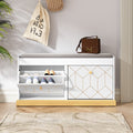 HLR White Shoe Cabinet, Shoe Cabinet with 2 Drawers Shoe Storage, Entryway Bench with Padded Seat