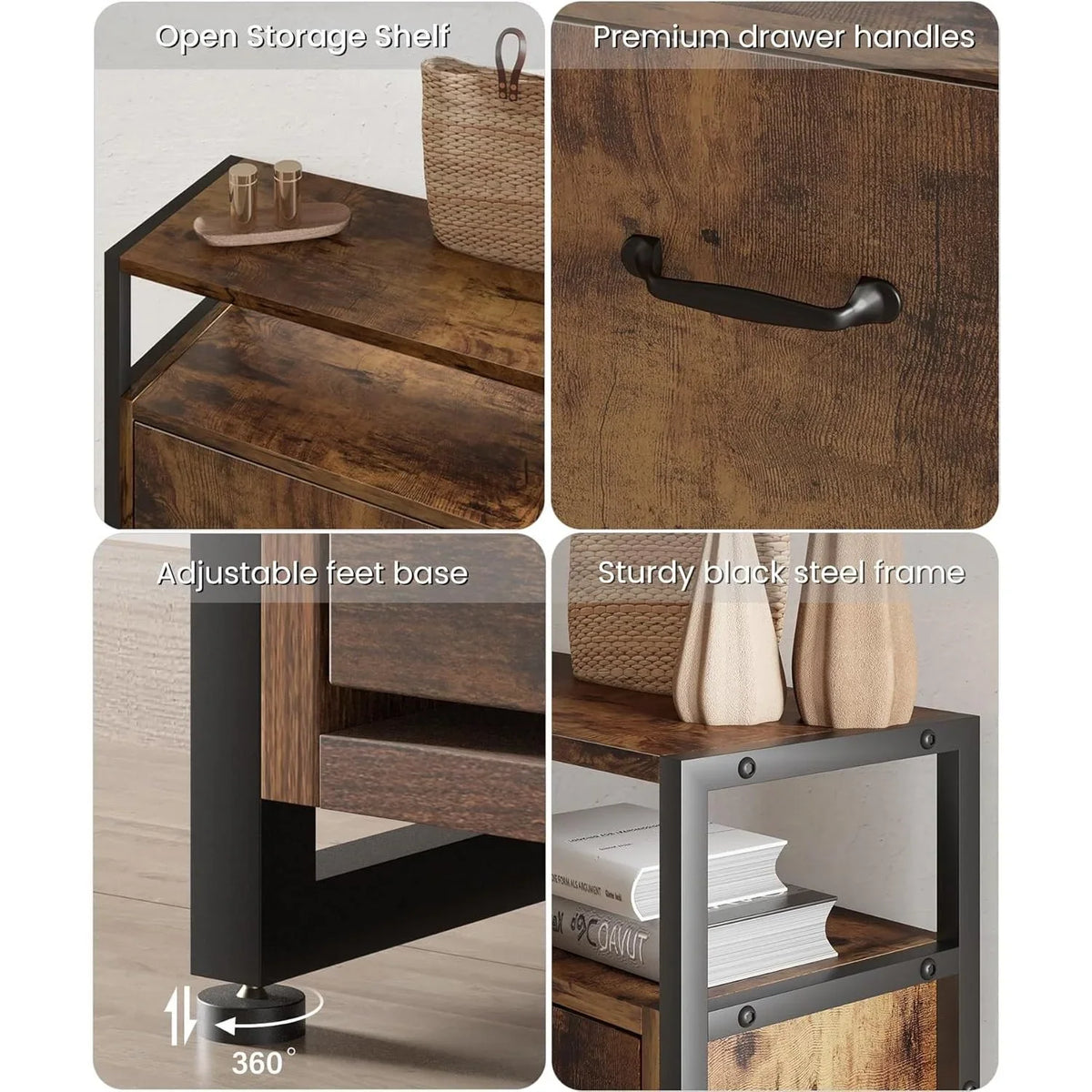 HAIOOU Shoe Storage Cabinet, Wood Shoe cabinet with Adjustable Shelf for Entryway with 3 Flip Drawers,Rustic Brown