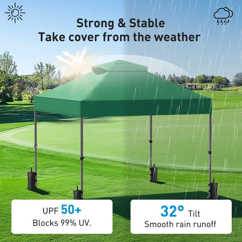 CHITOOMA 10 x 10ft Pop up Canopy Tent, Instant Outdoor Shelter Easy Portable Straight Leg Canopy Tent with Pockets Sidewall, White