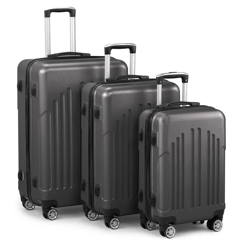 Red 3-Piece Hardshell Spinner Luggage Set (20in, 24in, 28in) - Large ABS Suitcase Set with 8 Wheels, Lightweight & Durable for Travel