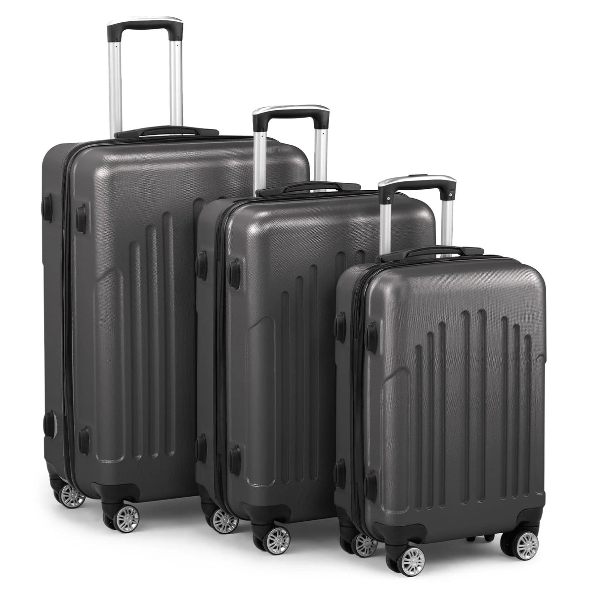 Red 3-Piece Hardshell Spinner Luggage Set (20in, 24in, 28in) - Large ABS Suitcase Set with 8 Wheels, Lightweight & Durable for Travel