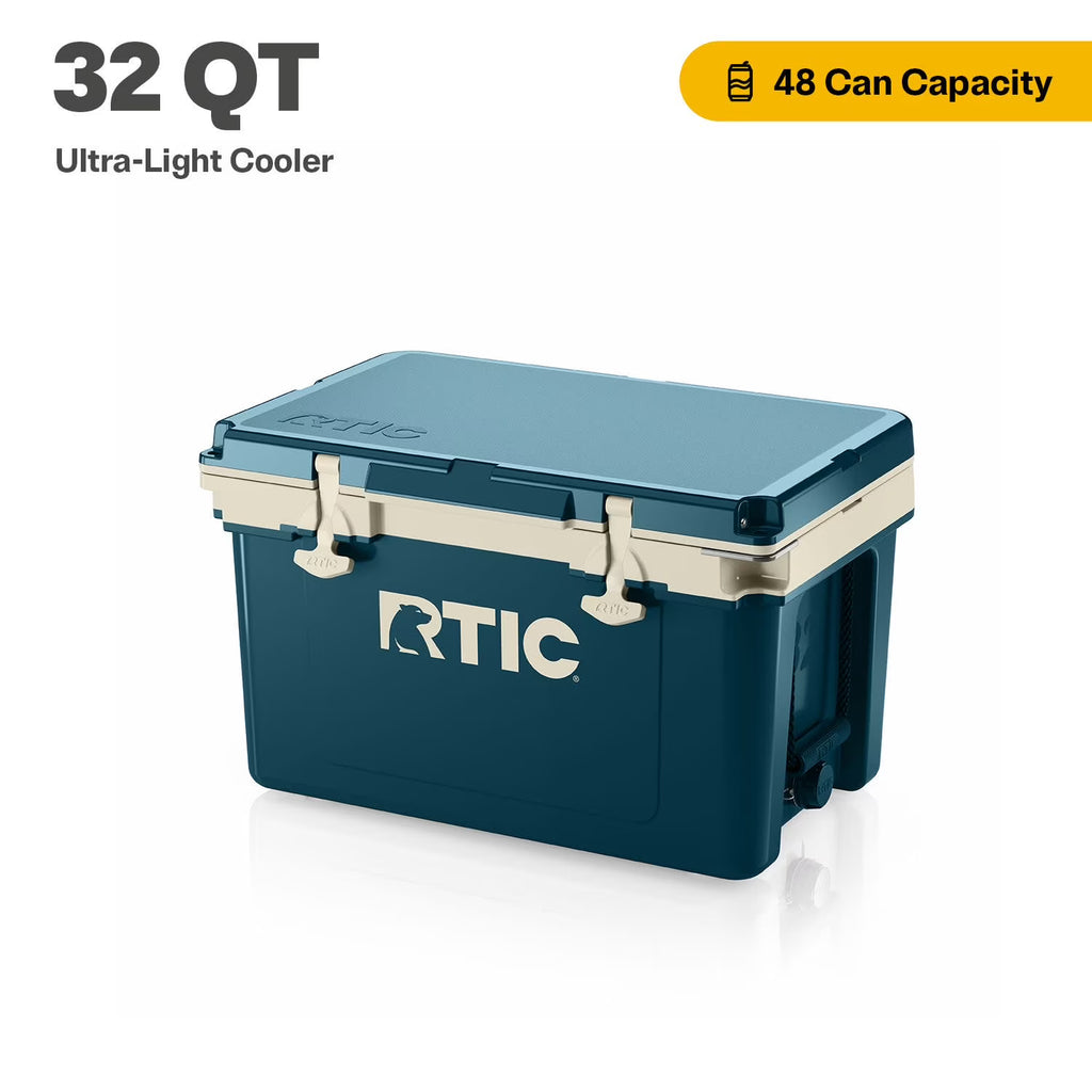 RTIC 32 QT Ultra-Light Hard-Sided Ice Chest Cooler, Fits 48 Cans, Dark Grey & Cool Grey
