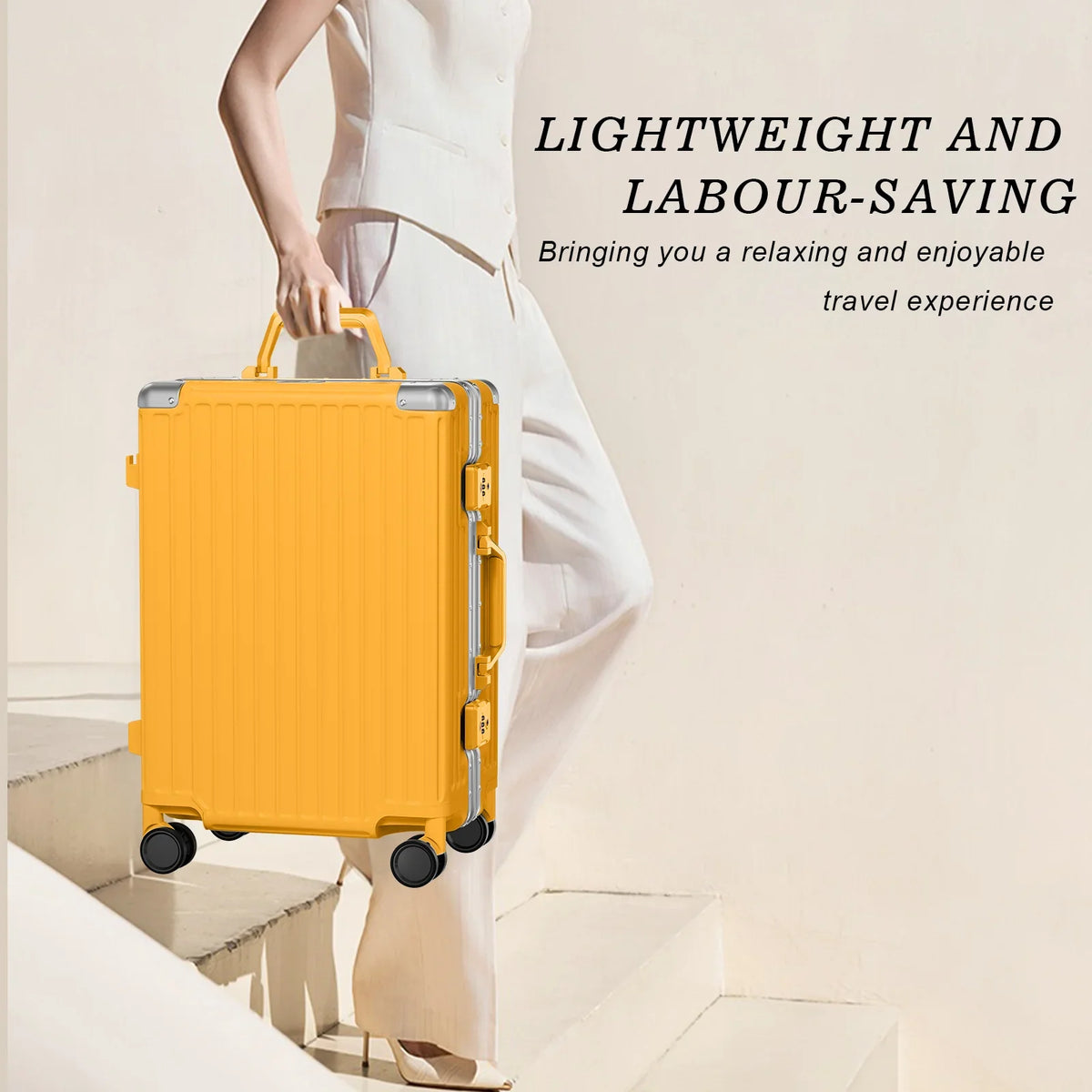 Luggage Aluminium Frame PC ABS Hardshell Suitcase with Spinner Wheels TSA Lock Zipperless Luggage 28 inch Silver