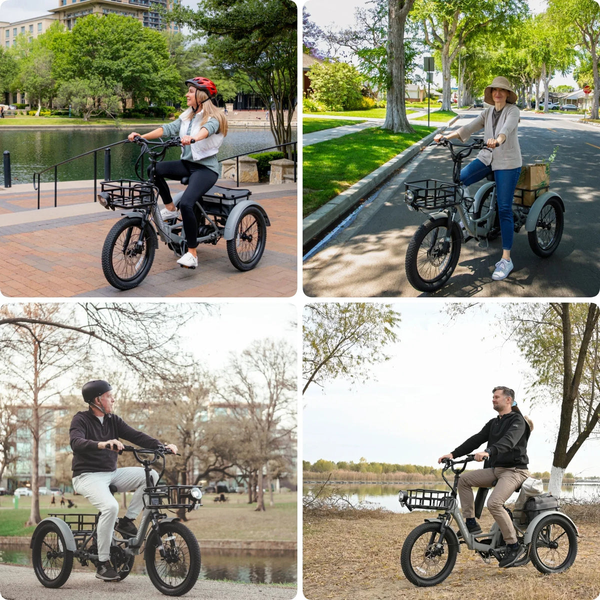 MOONCOOL TK1 Folding Electric Tricycle for Adults,48V 14.5Ah Removable battery, 500W"Peak 1000w"Motor, 20" Fat Tire Step-Thru 3Wheel Electric Bicycle w/Front&Rear Baskets, Certified to UL 2849 by SGS