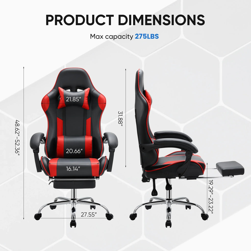 MCQ Ergonomic Swivel Gaming Chair with Headrest Lumbar Support for Home Office, Black and Grey