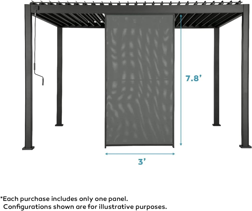 Mirador 111S Pergola Accessories, 1/3 10' Side Aluminum Deco Wall Screen, Charcoal (Not Pergola)