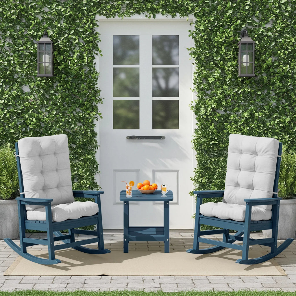 KINGYES HDPE Outdoor Rocking Chairs Set of 2,HDPE Patio Rocker for Porch,Black