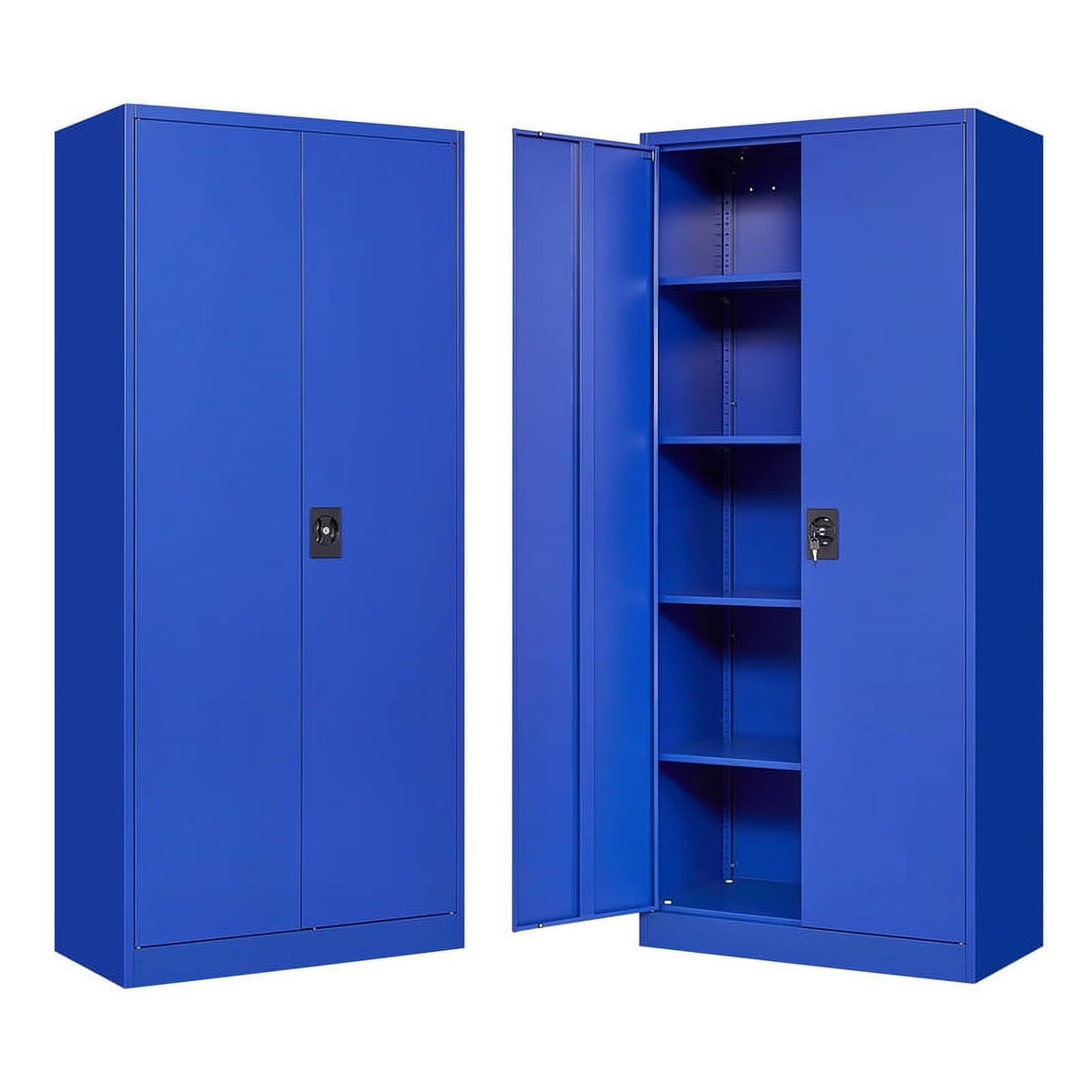 Fesbos Metal Garage Storage Cabinet with 2 Doors and 4 Adjustable Shelves - 71" Steel Lockable File Cabinet,Locking Tool Cabinet for Office,Home,Garage,Gym (Blue)