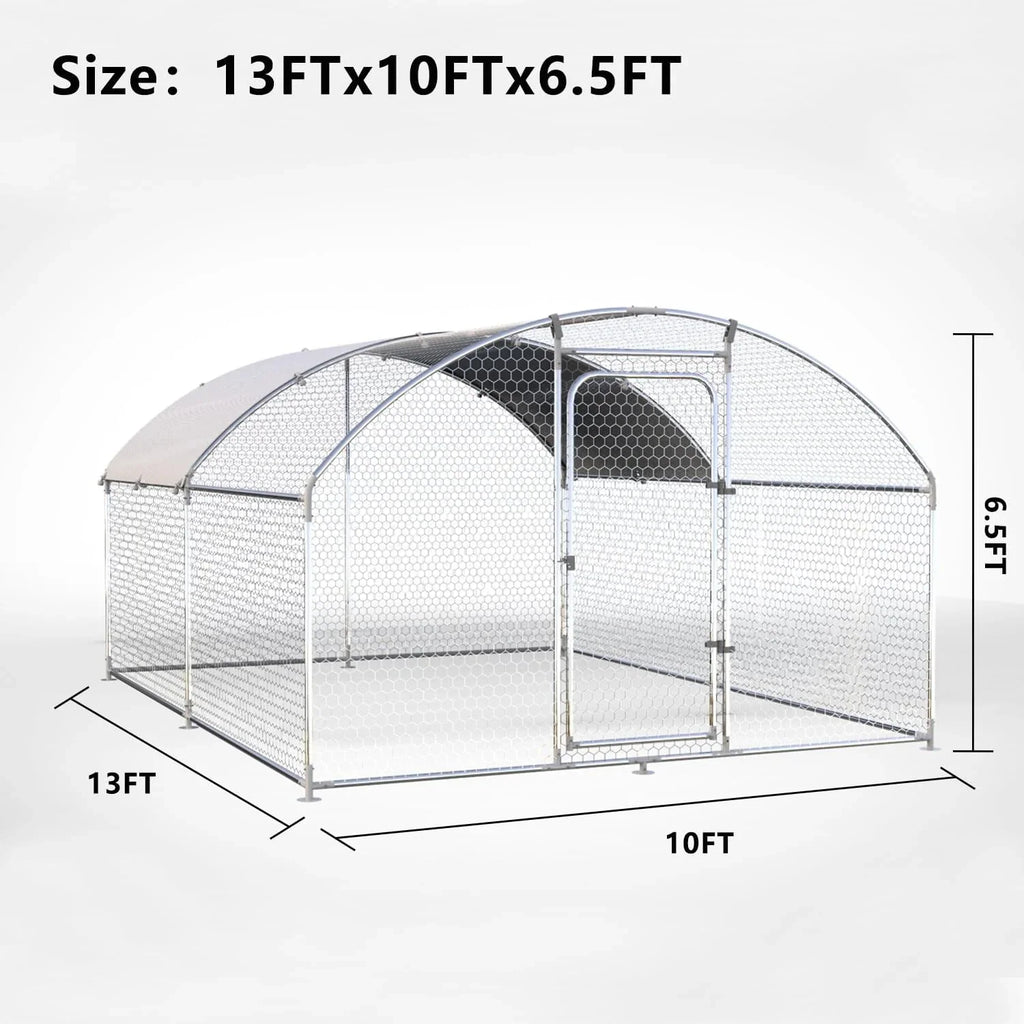 Large Metal Chicken Coop Chicken Run,Chicken Pen with Water-Resident and Anti-UV Cover,Duck Rabbit House Outdoor(10" W x 13" L x 6.5" H)
