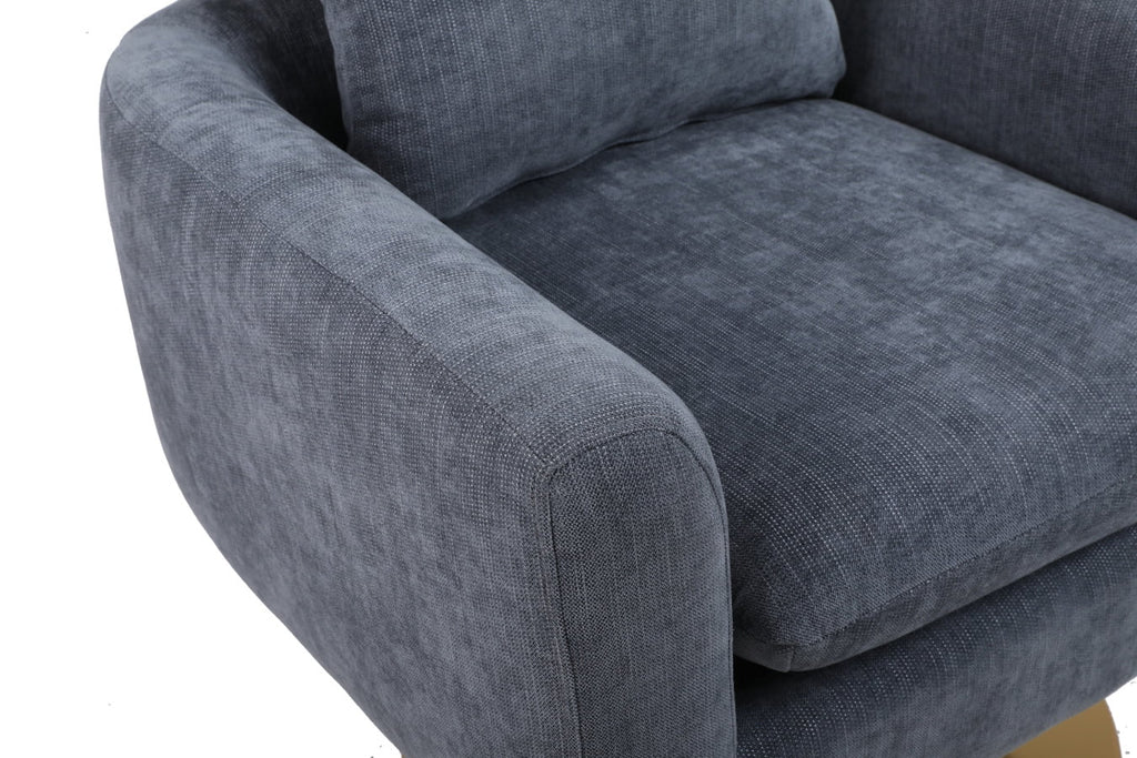 Swivel Accent Chair, Mid Century Modern 360 Degree Comfy Armchair with Wraparound Backrest, Linen Upholstered Single Sofa Chair for Living Room, Bedroom, Office, Orange