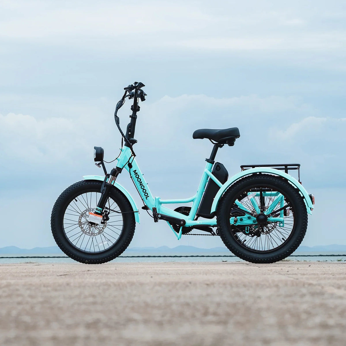 MOONCOOL TK1 Folding Electric Tricycle for Adults,48V 14.5Ah Removable battery, 500W"Peak 1000w"Motor, 20" Fat Tire Step-Thru 3Wheel Electric Bicycle w/Front&Rear Baskets, Certified to UL 2849 by SGS
