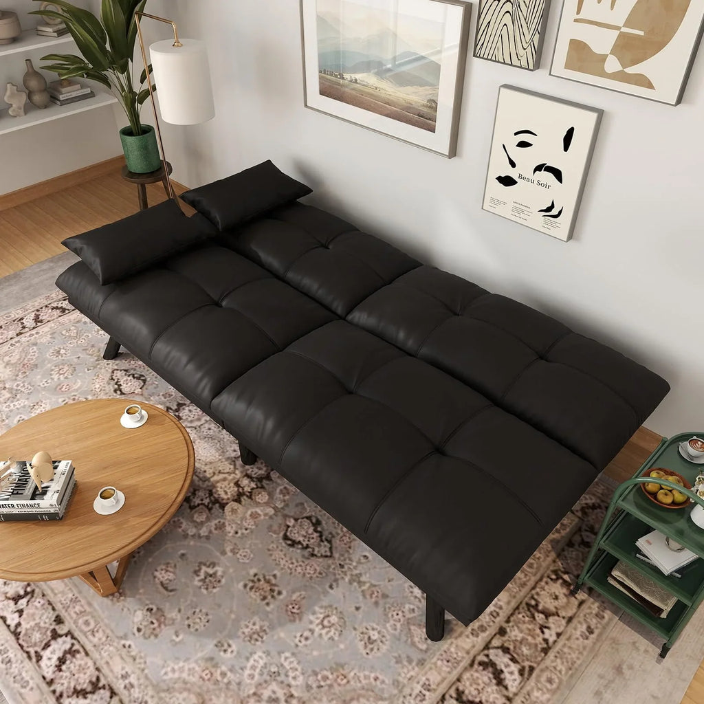70"" Convertible Futon Sofa Bed Folding Bed Sleeper Couch for Living Room, Small Space or Office, Light Grey