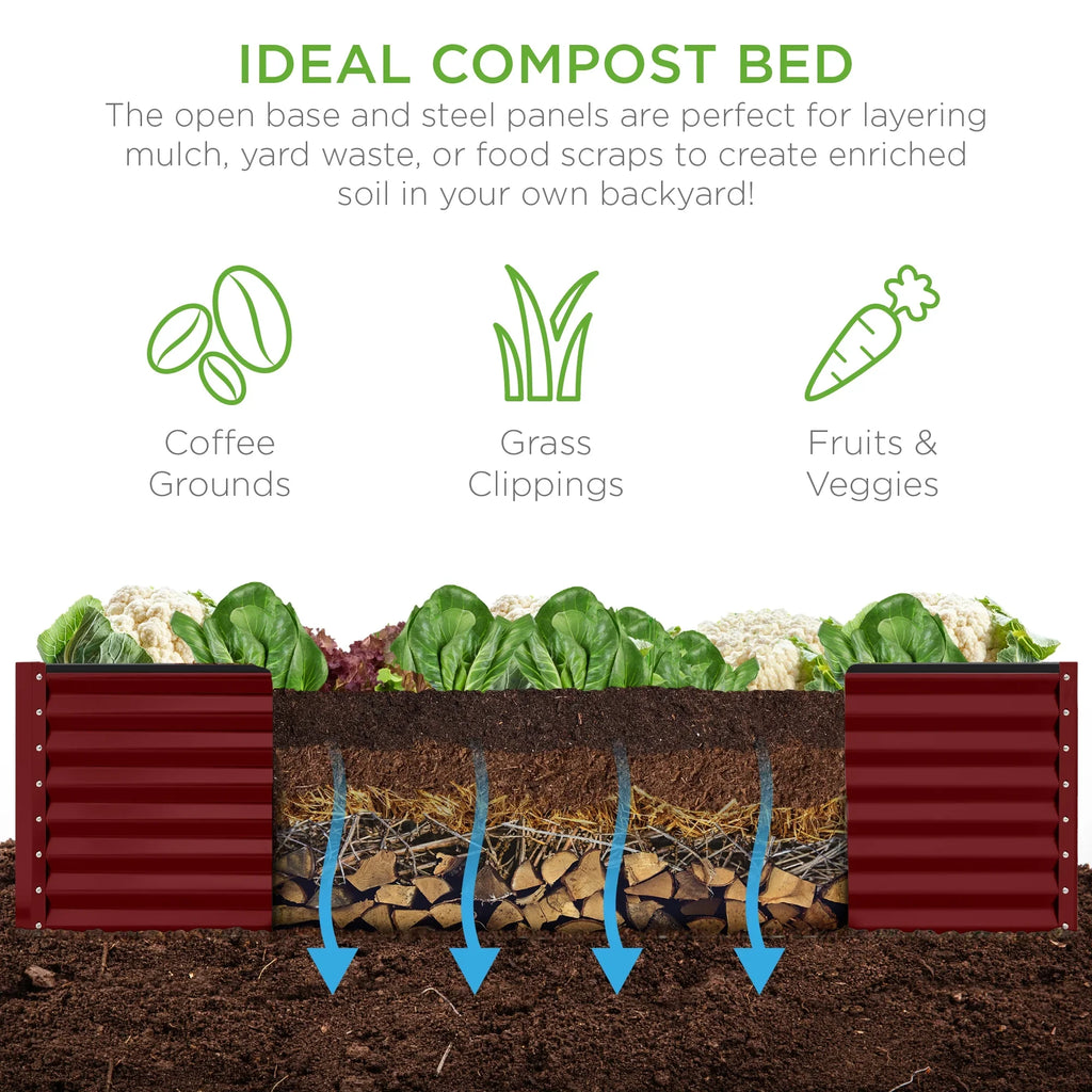 Best Choice Products 8x4x2ft Outdoor Metal Raised Garden Bed, Planter Box for Vegetables, Flowers, Herbs - Gray