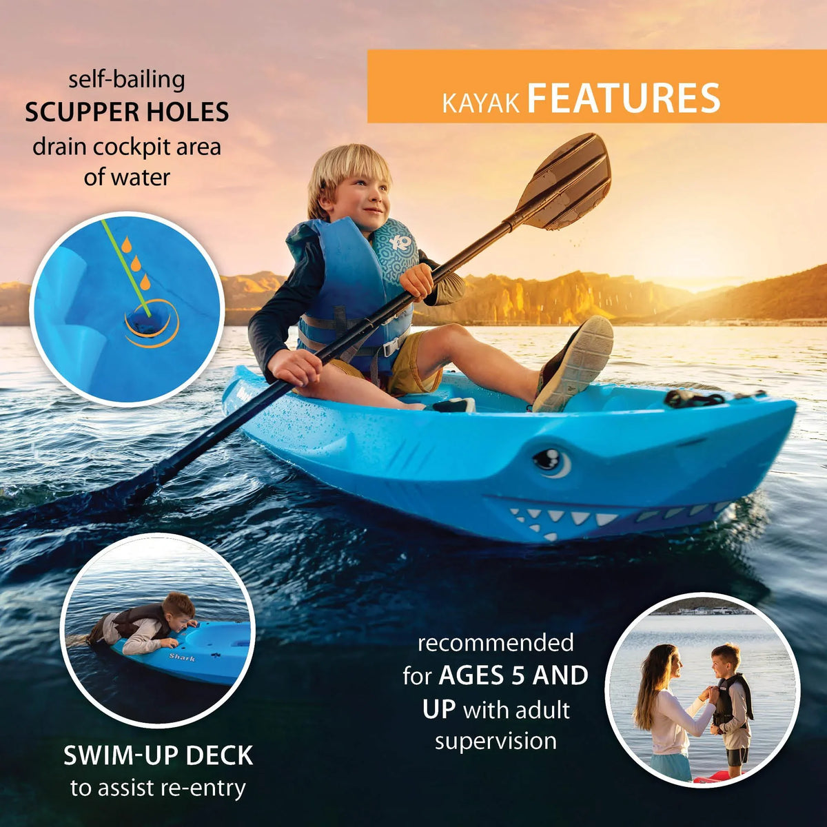 Lifetime Youth Shark 6 ft. Kayak, Picton Blue (91355)