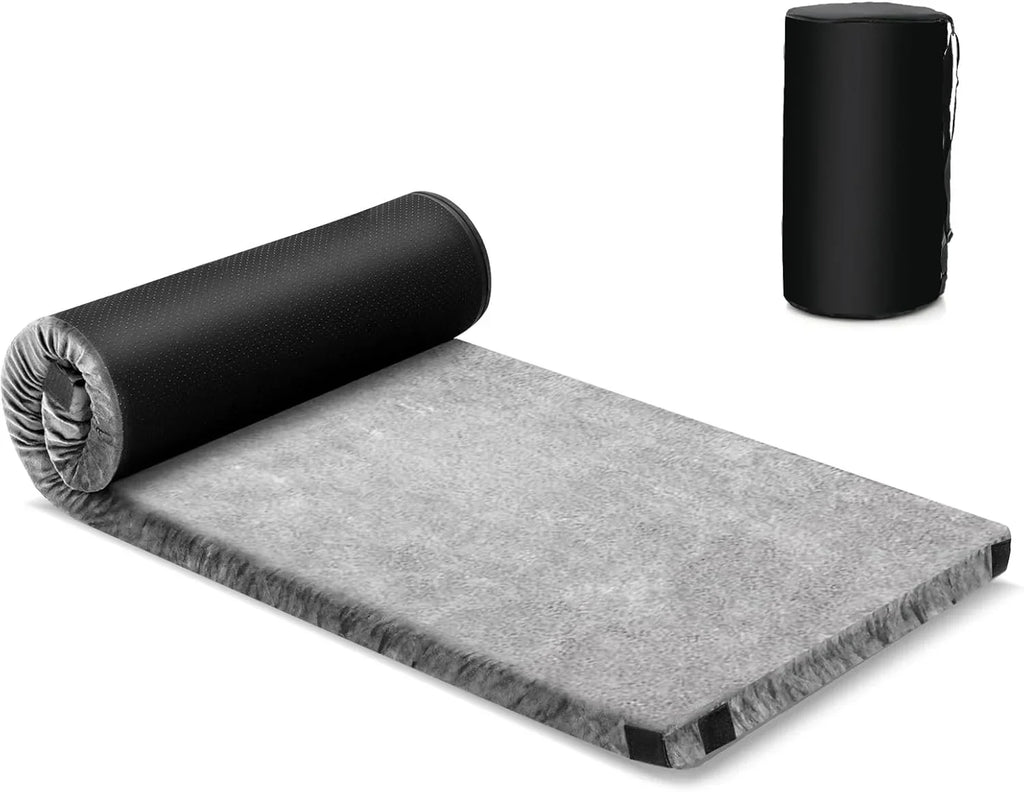 MarketLane Memory Foam Sleeping Pad, Roll Up Floor Mattress with Carry Bag, Non-Slip Bottom, Guest Floor Folding Bed for Sleepover, Portable Camping Mattress for Indoor Outdoor Travel Cot Tent，Grey