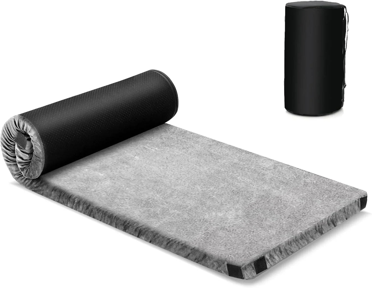 MarketLane Memory Foam Sleeping Pad, Roll Up Floor Mattress with Carry Bag, Non-Slip Bottom, Guest Floor Folding Bed for Sleepover, Portable Camping Mattress for Indoor Outdoor Travel Cot Tent，Grey