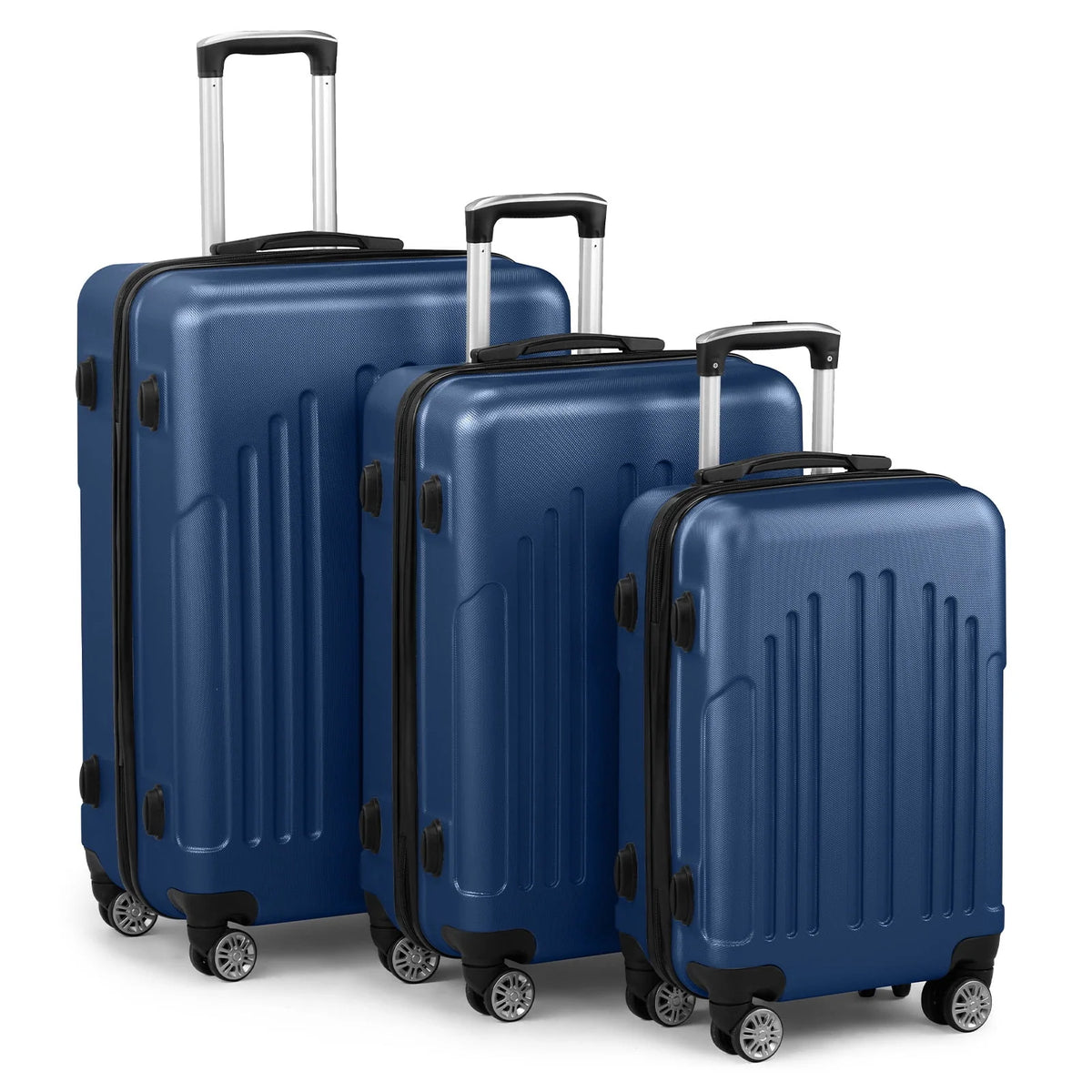 Red 3-Piece Hardshell Spinner Luggage Set (20in, 24in, 28in) - Large ABS Suitcase Set with 8 Wheels, Lightweight & Durable for Travel