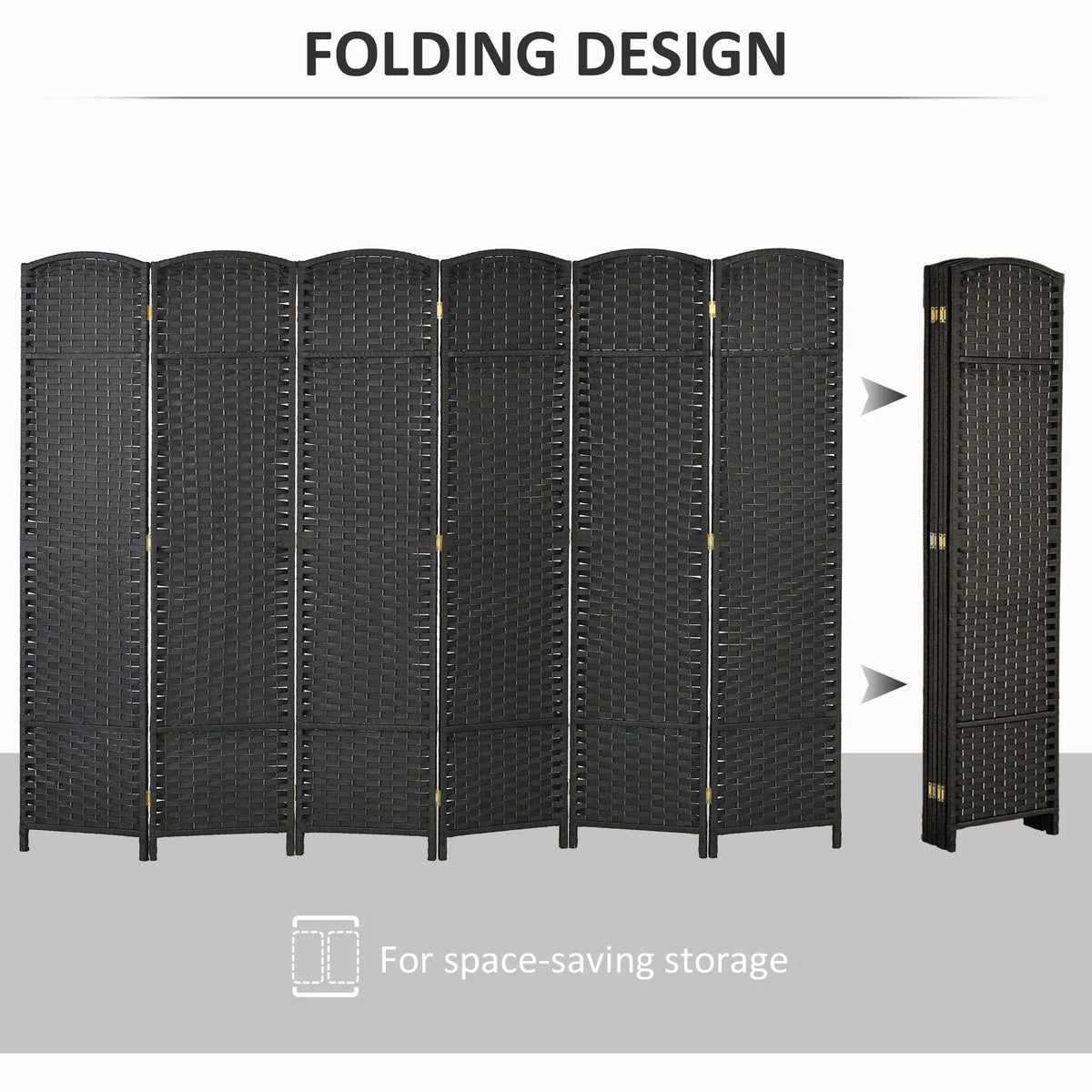 HOMCOM 4 Panel Room Divider Freestanding Folding Privacy Screen Nature Wood