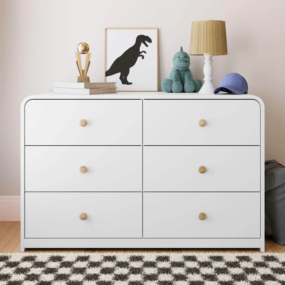 Storkcraft Santos 6 Drawer Nursery Double Dresser, White