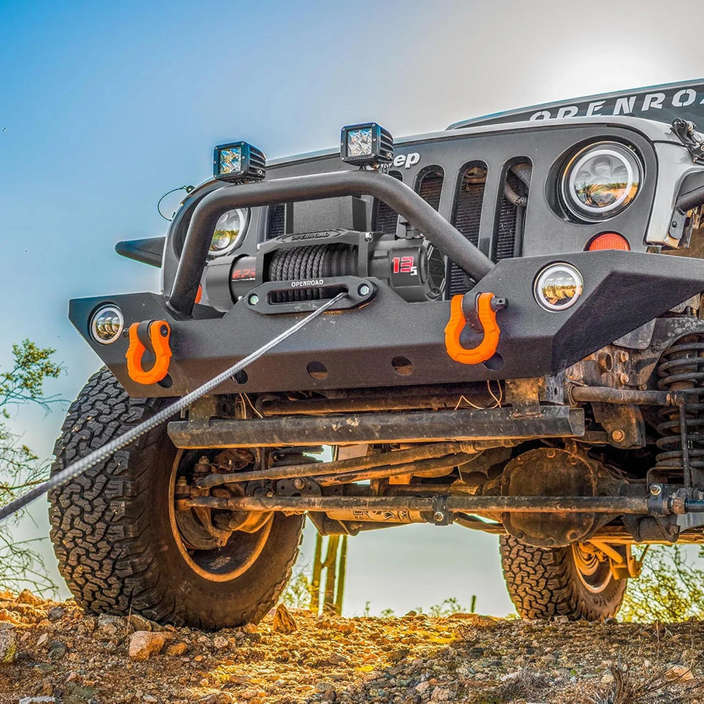OPENROAD 13500 lb Recovery Winch with Synthetic Rope, 2 Wireless Controllers �C 12V Electric, IP68 Waterproof, Compatible with Jeep, SUV, Truck and Trailer - Panther Series 3S.