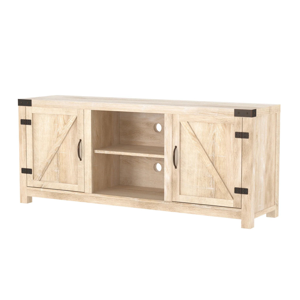 Walker Edison Modern Farmhouse Barn Door TV Stand for TVs up to 65", Grey Wash