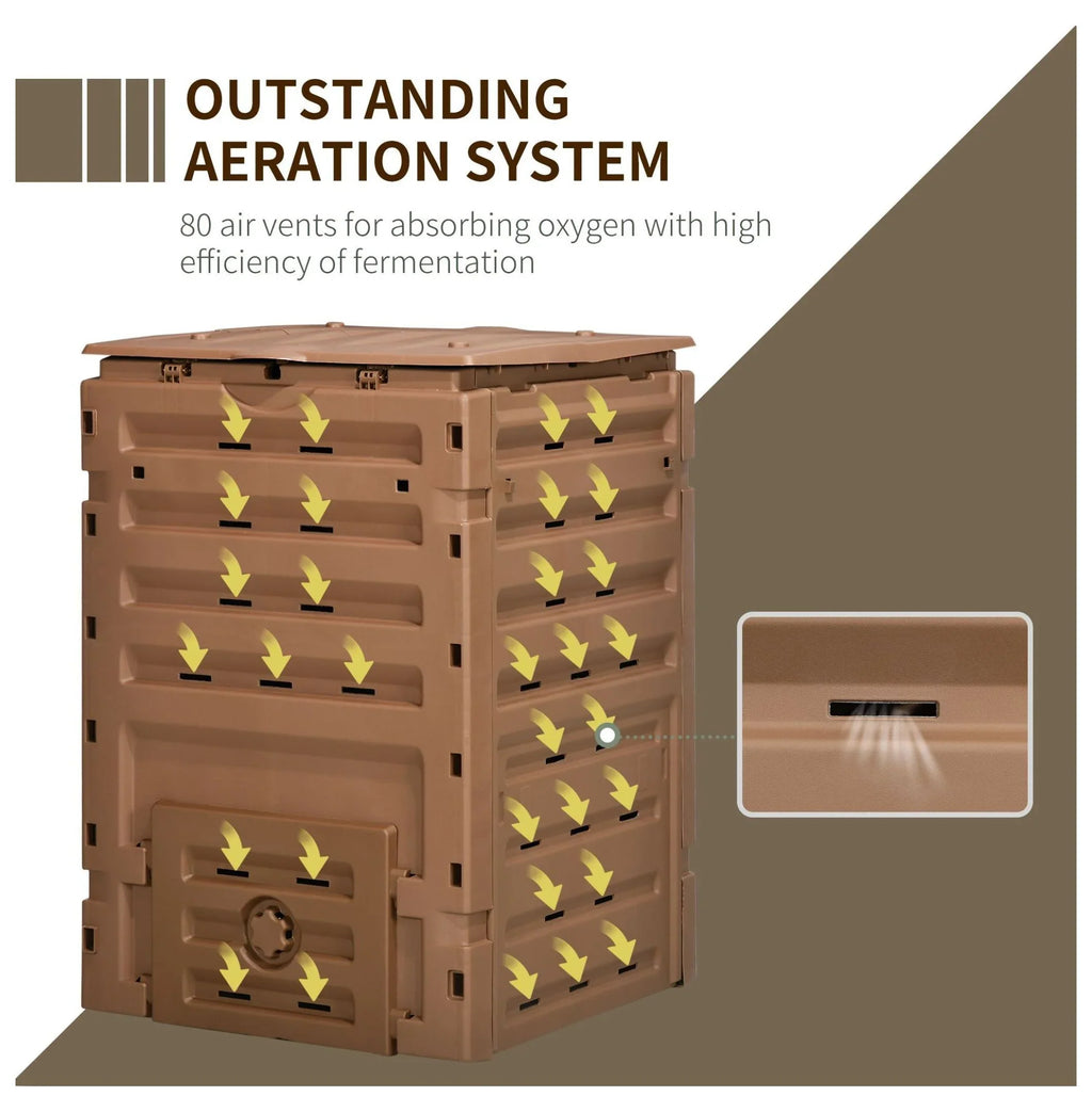120 Gallon Compost Bin - Outdoor Tumbler with Vents & Sliding Doors