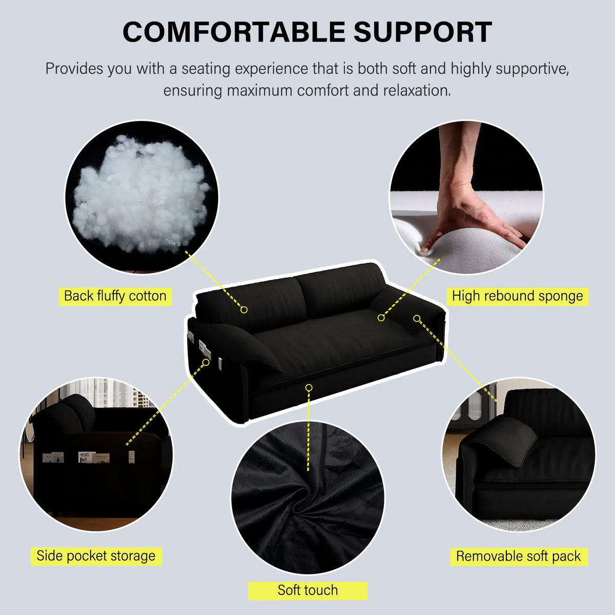 66" Queen Pull Out Sofa Bed, 3-in-1 Convertible Sleeper Sofa with Side Storage,Multi-Functional Velvet Loveseat Bed for Living Room,Bedroom