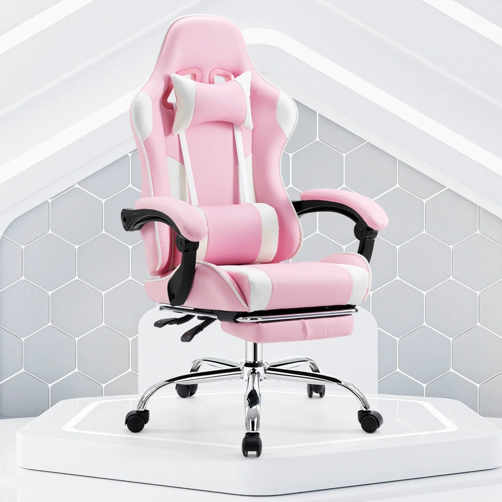 MCQ Ergonomic Swivel Gaming Chair with Headrest Lumbar Support for Home Office, Black and Grey