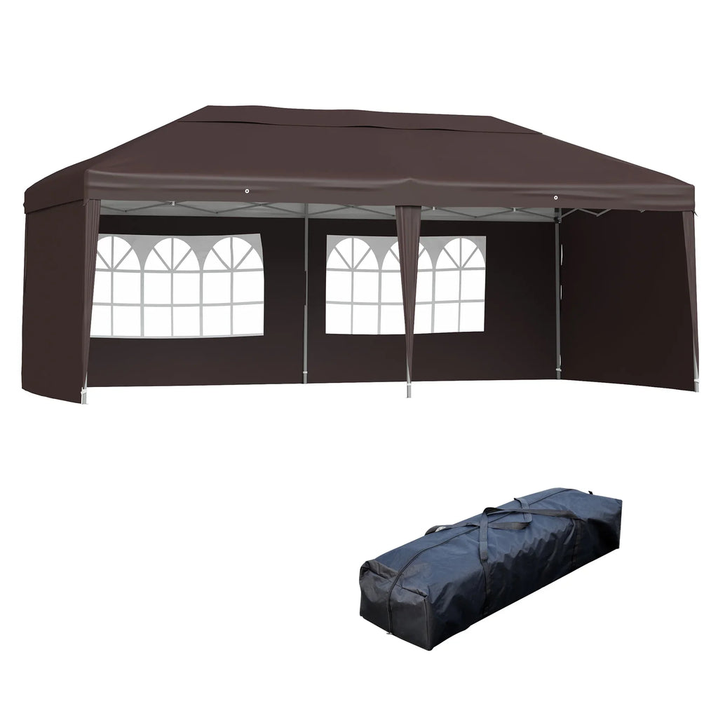 Outsunny 10' x 20' Pop Up Canopy Tent with 4 Sidewalls, Heavy Duty Tents for Parties, Outdoor Instant Gazebo with Carry Bag, for Outdoor, Garden, Patio, Blue