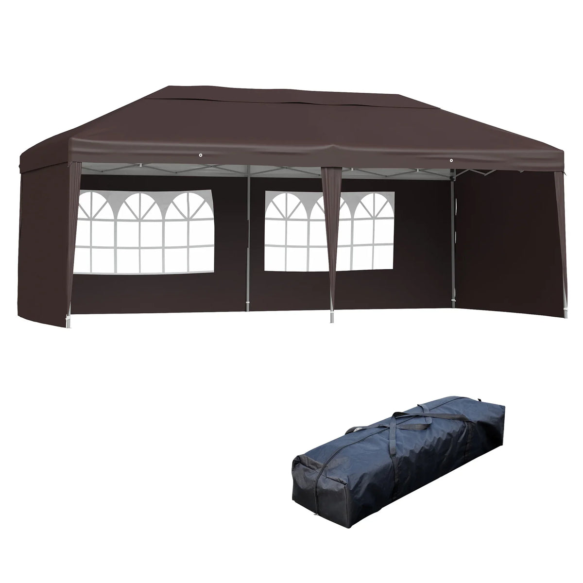 Outsunny 10' x 20' Pop Up Canopy Tent with 4 Sidewalls, Heavy Duty Tents for Parties, Outdoor Instant Gazebo with Carry Bag, for Outdoor, Garden, Patio, Blue
