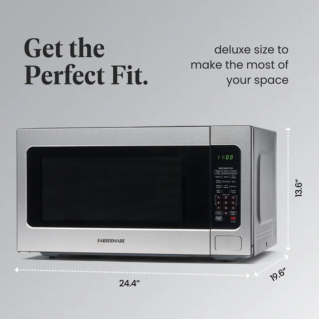 Farberware FMGZ09BKA 0.9 Cu. Ft. Microwave Oven, 900W, Digital Control, LED Display, 6 Cooking Presets, Black