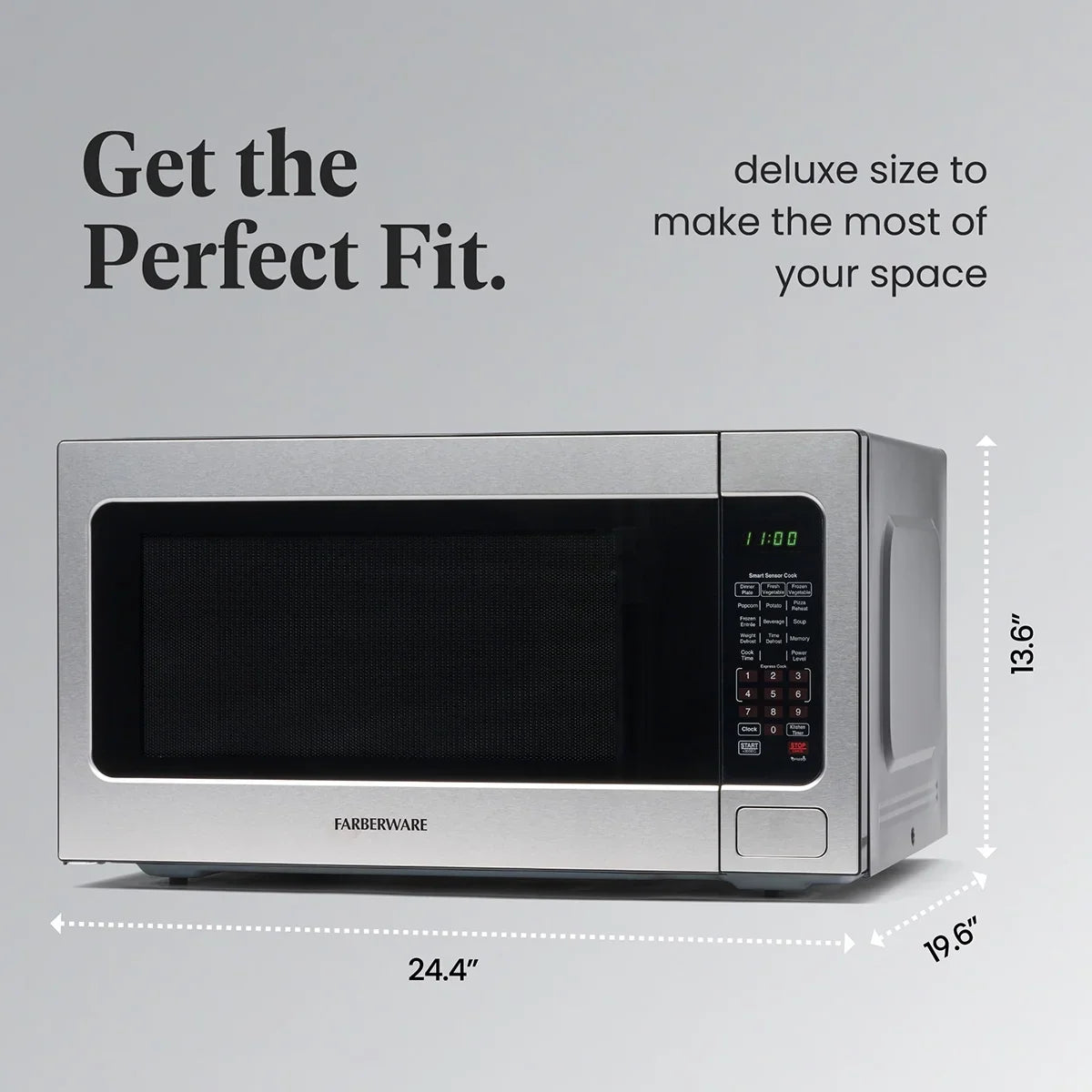 Farberware FMGZ09BKA 0.9 Cu. Ft. Microwave Oven, 900W, Digital Control, LED Display, 6 Cooking Presets, Black