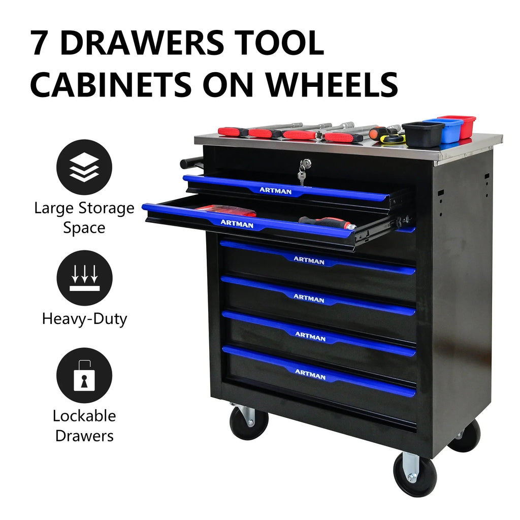 ARTMAN 6-Drawer Tool Storage Chest with Lockable Wheel,6 Drawer Tool Storage Cabinet for Garage, Warehouse, Repair Shop