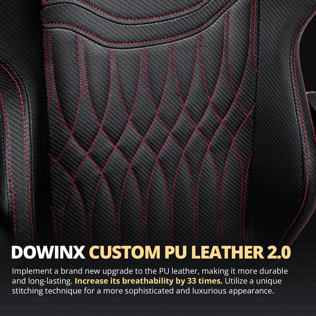 Dowinx Gaming Chair Breathable PU Leather Gamer Chair with Pocket Spring Cushion, Ergonomic Computer Chair with Massage Lumbar Support,Adjustable Swivel Task Chair with Footrest(Brown)