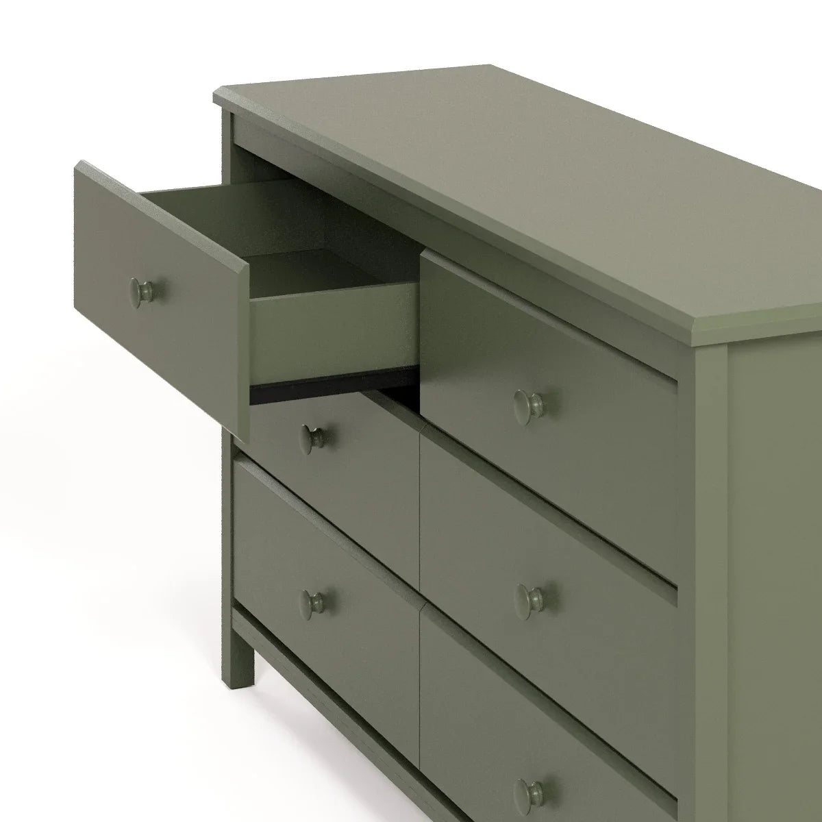 Storkcraft Alpine 6 Drawer Nursery Double Dresser, Olive
